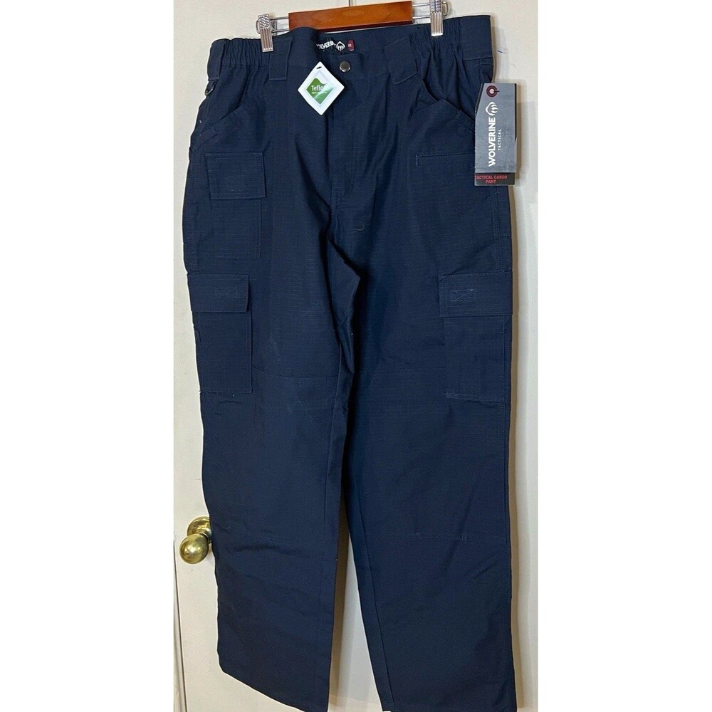 Wolverine Men's Tactical Cargo Pants 36x32 Black Ripstop Cotton Blend Fit